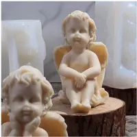 Semoic 3D Engel Kinderen Siliconen Mal Mooie Gevleugelde Jongens Abstracte Ambachtelijke Geurkaars Was Schimmel DIY Gips Kaars Maken, B