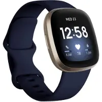 Mobigear Siliconen Watch bandje geschikt voor Fitbit Sense Bandje Druksluiting | Sport Dual - Donkerblauw