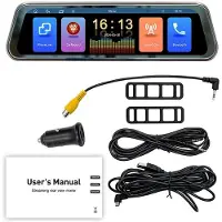 Tlily 9,36 Inch Touchscreen Draadloos CarPlay Autostream Media Dashcam DVR Achteruitkijkspiegel Dashcamera Recorder Nachtzicht