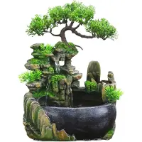 Semoic Creatieve Indoor Simulatie Hars Rotstuin Waterval Standbeeld Feng Shui Waterfontein Huis Tuin Ambachten-US Plug-A