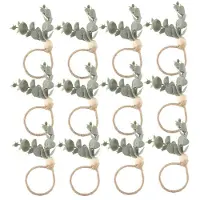 Typecat Servetringen Set van 12 Rustieke Eucalyptus Houten Servetringen Boho Blad Hout Kraal Boerderij Servetring Houder