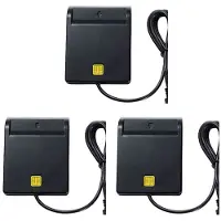 Torribaly 3X USB-Smartcardlezer Atm Bankbelastingaangifte Ic-Kaart ID-Kaart Smartcardlezer (Zwart)