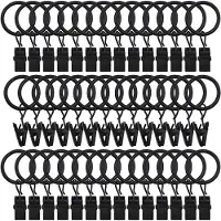 Torribaly 42 Pakjes Gordijnringen, met Clips, Decoratieve Gordijnen, Roest, Retro, 1 Inch, Binnendiameter, Zwart