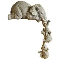 Semoic Olifant Hars Ornamenten 3-Delig Decor, 1 Olifant Moeders en 2 Baby'S Hangend aan de Rand van Ambachtelijke Standbeelden