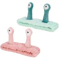 Tlily Leuke Cartoon Slakken Hoofdbanden, 2-Pack - Koraal - Haarband voor Het Wassen van Het Gezicht, Huidverzorging Make- Hoofdbanden