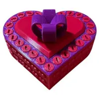 Semoic 3D-Geprinte Hartvormige Geschenkdoos Valentijnsdag Cadeau Bruiloft Opbergdoos Ring Ketting Geschenkdoos Paars & Rood