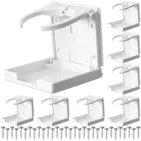 Tlily 8-Pack Verstelbare Bekerhouder Opvouwbare Bekerhouder met Schroeven Universele Kunststof Muurbevestigde Bekerhouder voor Water