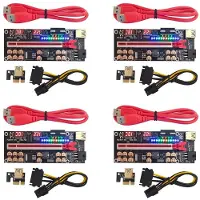 Torribaly 4X VER018 PRO PCI-E Riser Card USB 3.0-Kabel 018 PCI Express 1X Naar 16X Extender PCIe-Adapter voor BTC-Mijnbouw (Rood)