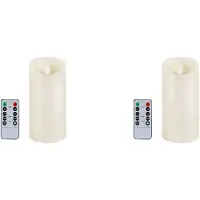 Semoic 2X Flikkerende Vlamloze Kaarsen Werkt op Batterijen met Afstandsbediening en Timer, 3X6 Inch voor Indoor Outdoor Decoration