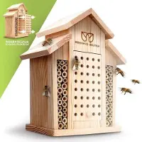 Markenlos Insectenhotel, observatiekastjes, hoogwaardige afwerking, bamboepijpen, nestkast, voor wilde bijen, geschikt voor tuin en balkon