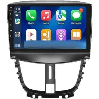 ISTOVO Autoradio met 4GB+32GB voor 207 2006-2015, Draadloze CarPlay, voor Android Auto, Stereo, Multimediaspeler, 9 Inch, DVR, GPS, en FM