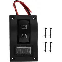 Torribaly 12-24V LED Dual Battery Test Panel Rocker Car Truck Marine Boat Voltmeter 4P -OFF-