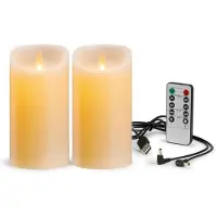 Tlily LED Flikkerende Vlamloze Kaarsen, Oplaadbare Kaars, Echte Waskaarsen met Afstandsbediening, Elektronische Golvende Lamp Glanzend