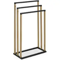 Idimex Handdoekhouder KUNO met 3 stangen, zwart/goud