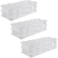 Torribaly 3 Stuks Kunststof Reageerbuishouders, 60 Gaten, voor 16 mm Reageerbuizen, Wit, Afneembare Laboratoriumreageerbuisrekhouder (60 Gaten)