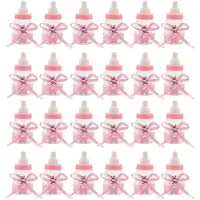 Semoic 24 X Babyfles Babyfles 4X9Cm Strass Roze Beer Cadeau Gunst Baby Meisje Babydoop
