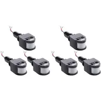 Typecat 6 Stuks Zwarte Bewegingsdetectoren Bewegingssensor Lichtschakelaar Buiten Pir Gelijkstroom 12V Bewegingssensor Pir Sensor
