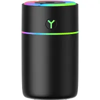 Exogio USB-Luchtbevochtiger met RGB-Verlichting, -Luchtbevochtiger en Aromadiffuser voor Thuis en op Reis, Zwart