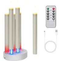 Semoic Oplaadbare Vlamloze Kaarsen, 6 Stuks LED-Kaarsen met Flikkerend Effect, Inclusief Laadstation en Timer met Afstandsbediening