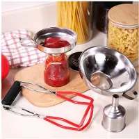 ISTOVO 2X Trechter RVS Set, Keuken Jam Trechter, Vultrechter Inmaaktrechter met Inmaakpotten Heffers en Filter