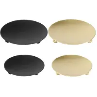 Semoic 4-Delige Kaarsenhouder van Ijzeren Platen, Pijlerkandelaarhouders, voor LED- en Waskaarsen, Wierookkegels, Spa, Bruiloften (Goud + Zwart)