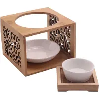 Semoic Houten Bamboe Holle Geurlamp Olie-Oven Aromabrander Kaarshouder Elegante en Aantrekkelijke Thuiskantoordecoratie