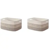 Torribaly 2X Extra Grote Geweven Opbergmand, Katoenen Touwmand voor Woonkamer, Wasruimte, Speelgoed - Gradient Brown