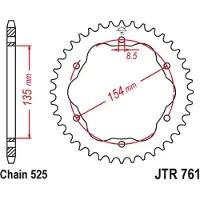 JT Sprockets 525 Jtr761.39 Steel Achtertandwiel