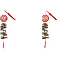 Torribaly 2X Nieuwjaarsdecoraties Elektronisch Vuurwerk Draagbare Vuurwerkdecoratie met Geluid Oosterse Hanger Traditioneel Chinees
