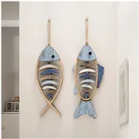 Semoic Driedimensionale Wanddecoratie in Mediterrane Stijl, Kleine Hanger in de Vorm van een Vis, voor Thuisdecoratie, Achtergrond (2 Stuks)