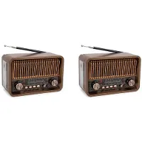 Typecat 2X Draagbare FM AM SW-Radio Vintage Radio Draadloze -Luidspreker met LED-Zaklamp Ondersteuning TF-Kaart U-Schijf AUX