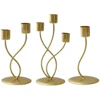 Semoic 3 Stuks Gouden Kandelaarset Luxe Elegante Metalen Ijzeren Kaarsenhouders Europese Decoratieve Tafelkaarsenstandaards