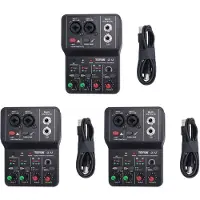 Torribaly 3X TEYUN Q-12 Geluidskaart Audio Mixer Geluidskaart Console Bureau Systeem Interface 4 Kanaals 48V