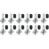 Typecat 12 Stuks Ec11-Rotatie-Encoder met 360-Drukknop, 5 Pinnen en Knopkap voor , voor Raspberry Pi, Esp32