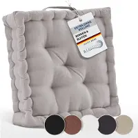 Beautissu Zitkussen Matraskussen 50x50x8 cm - vloerkussen met praktische draaggreep - kussen taupe - Mila