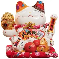 Tlily 8 Inch Decoratie Feng Shui Fortuin Kat Keramische Elektrische Golvende Hand Schatwinkel Cadeau Geluk Thuis Feestelijk Knutselwerkje