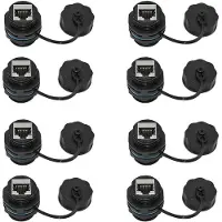 Typecat 8 Stuks RJ45-Paneelmontagekoppeling, IP68 Afgeschermde Industriële Paneelmontage Ethernet LAN-Doorconnector voor CAT6/CAT5E/CAT5