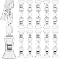 Typecat 50 Stuks Dubbelzijdige Bordclips Tekendisplay Miniclip Helder Draaibare Merchandise Clip op Bordhouder Plastic Tagclip