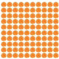 Torribaly Goudsbloem Bloemhoofdjes Bulk, 100 Stuks Kunstmatige Bloemhoofdjes voor Slingers Ambachten, Zijden Goudsbloem Nep Bloemen, Oranje