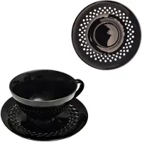 MPLCo Merkloze Keramische Kop en Schotel Zwart 260ml - Ajour Design