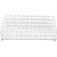 Semoic Kristal Rechthoek Cosmetische Lade Sieraden Trinket Organizer Spiegel Decoratieve Lade Parfum Huidverzorging Organizer (Zilver)