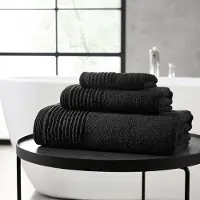 Vera Wang - Badhanddoekenset Luxe katoenen badkamerdecoratie, zeer absorberend en middelzwaar, Oeko-Tex gecertificeerd (Sculpted Pleat Black, 6 stuks)