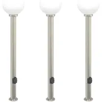 vidaXL Bolderverlichting met stopcontact 3 stuks 120 cm RVS IP44