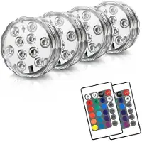 Semoic Waterdichte LED-Onderdompelbare Lampen met Afstandsbediening, 16 Kleuren, 4 Standen voor Zwembaden, Badkuipen en Meer.