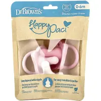 Dr. Brown's , HappyPaci Pacifier, 0-6 Maanden, Roze, Licht Roze & Wit, 3 Stuk