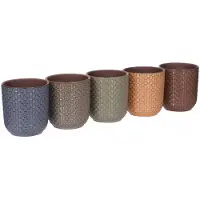 Edelman Keramische bloempot met ronde deksel, patroon 12,5 x 13,5 cm.
