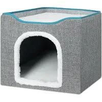 Famanu kattenmand met krabplank en speeltje - Grijs - 42 x 42 x 35 cm