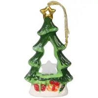 Goliat Keramische kerstboom met LED-verlichte sneeuwvlok, 15 cm