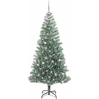 vidaXL Kunstkerstboom Sneeuw Gevlokt met LED Licht Groen en Wit 240 cm