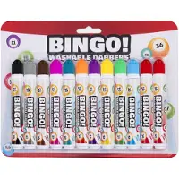Longfield Bingo Dabbers 12 Stuks – Zwart, Grijs, Bruin, Roze, Oranje, Turquoise, Paars, Geel, Groen, licht Blauw, Rood – 20 ml per Dabber – Markeer Nummers voor Bingo Spel –